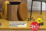 Coffre pouf Jules pliable velours côtelé et bois en promo chez Maxi Bazar Coffre pouf Jules pliable velours côtelé et bois dans le catalogue Maxi Bazar