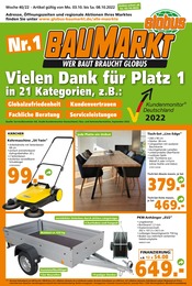 Globus-Baumarkt Prospekt für Saarbrücken mit 26 Seiten Globus-Baumarkt Prospekt für Saarbrücken: "WER BAUT BRAUCHT GLOBUS", 26 Seiten, 02.10.2022 - 08.10.2022