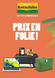 Prospectus Librairies & Culture Bureau Vallée en cours, PRIX EN FOLIE !, 1 page, 01/11/2026 - 14/11/2026 Catalogue Librairies & Culture Bureau Vallée en cours à Wittenheim et alentours, PRIX EN FOLIE !, 1 page, 01/11/2026 - 14/11/2026