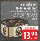 Hefe-Weissbier alkoholfrei und naturtrüb im Angebot bei E center in Gladbeck Hefe-Weissbier alkoholfrei und naturtrüb Angebote von Franziskaner bei E center Gladbeck für 13,99 €