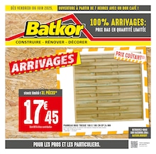 Prospectus Bricolage Batkor en cours, 100% ARRIVAGES : PRIX BAS EN QUANTITÉ LIMITÉE, 8 pages, 06/06/2025 - 19/06/2025 Catalogue Bricolage Batkor en cours à Paris et alentours, 100% ARRIVAGES : PRIX BAS EN QUANTITÉ LIMITÉE, 8 pages, 06/06/2025 - 19/06/2025
