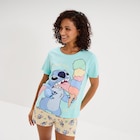 Ensemble pyjama short coton Stitch bleu turquoise femme - La Halle à Noisy-le-Grand Ensemble pyjama short coton Stitch bleu turquoise femme en promo chez La Halle Noisy-le-Grand à 19,99 €