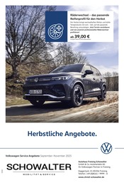Aktueller Volkswagen Werkstatt & Auto Prospekt in Freising und Umgebung, "Herbstliche Angebote." mit 1 Seite, 01.09.2025 - 30.11.2025