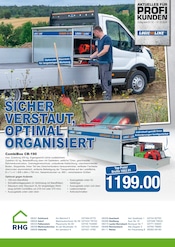 RHG Baucentrum Baumärkte Prospekt der aktuellen Woche mit 2 Seiten, gültig von 01.10.2026 bis 31.10.2026, in Weischlitz und Umgebung Aktueller RHG Baucentrum Baumärkte Prospekt in Weischlitz und Umgebung, "SICHER VERSTAUT, OPTIMAL ORGANISIERT" mit 2 Seiten, 01.10.2026 - 31.10.2026