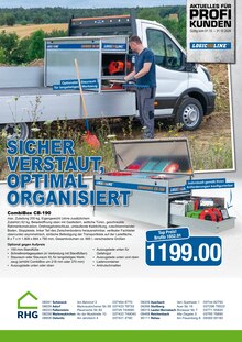 Aktueller RHG Baucentrum Prospekt (Plauen, 2 Seiten zum blättern RHG Baucentrum Prospekt SICHER VERSTAUT, OPTIMAL ORGANISIERT mit 2 Seiten