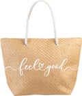 Strandtasche Strohoptik "feel good" im dm-drogerie markt Prospekt Strandtasche Strohoptik "feel good" von Fabrizio im aktuellen dm-drogerie markt Prospekt für 10,95 €