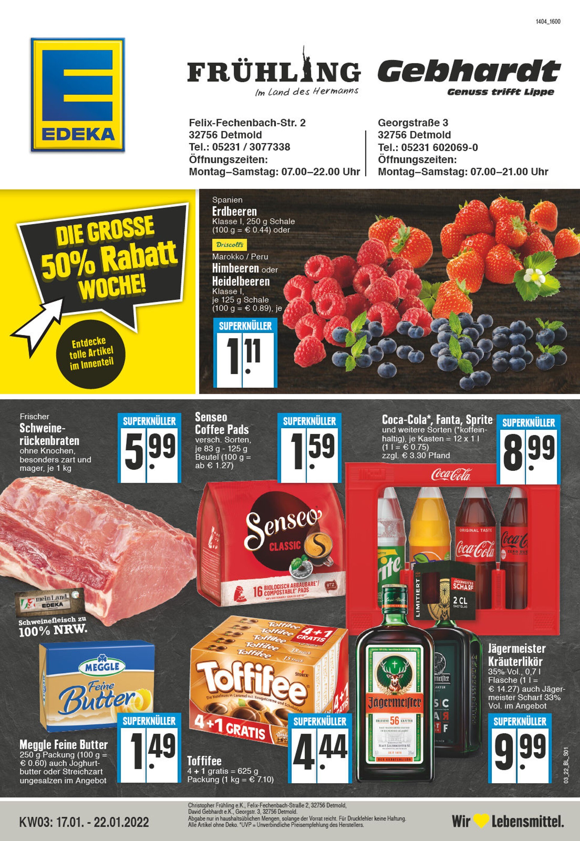 EDEKA Prospekt für Detmold mit 24 Seiten EDEKA Prospekt für Detmold: "Aktuelle Angebote", 24 Seiten, 17.01.2022 - 22.01.2022