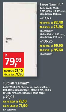 BAUHAUS Ulm - Zarge oder Türblatt 'Laminit' Zarge oder Türblatt 'Laminit' Angebot bei BAUHAUS Ulm im Prospekt "Handzettel KW 36"