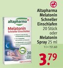Melatonin Schneller Einschlafen oder Melatonin Spray von Altapharma für 3,79 € bei Rossmann im Angebot Melatonin Schneller Einschlafen oder Melatonin Spray von Altapharma im aktuellen Rossmann Prospekt