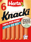 2+1 OFFERT AU CHOIX SUR LA GAMME KNACKI - HERTA en promo chez Auchan Hypermarché 2+1 OFFERT AU CHOIX SUR LA GAMME KNACKI - HERTA dans le catalogue Auchan Hypermarché