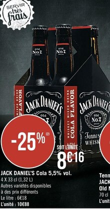 Casino Supermarchés Schlierbach - JACK DANIEL’S Cola 5,5% vol. Promo JACK DANIEL’S Cola 5,5% vol. dans le catalogue Casino Supermarchés "Big bons plans de l'été" à Schlierbach