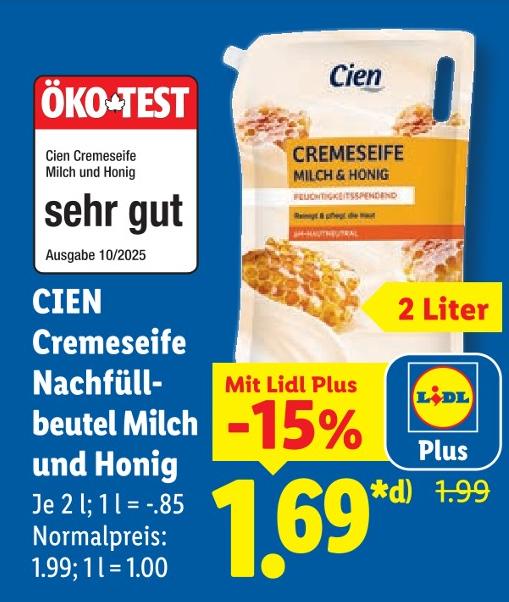 Cremeseife Nachfüllbeutel Milch und Honig