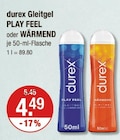 Gleitgel PLAY FEEL oder WÄRMEND von durex im aktuellen V-Markt Prospekt für 4,49 €