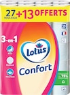 Papier Hygiénique Confort Blanc X27 + 13 rouleaux offerts - Lotus - Intermarché Super Papier Hygiénique Confort Blanc X27 + 13 rouleaux offerts - Lotus à 8,99 € dans le catalogue Intermarché Super