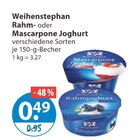 Rahm- oder Mascarpone Joghurt im V-Markt Prospekt Rahm- oder Mascarpone Joghurt von Weihenstephan im aktuellen V-Markt Prospekt für 0,49 €