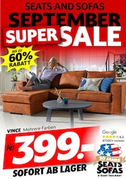 Seats and Sofas Prospekt für Hilden mit 1 Seite Seats and Sofas Prospekt für Hilden: "SEPTEMBER SUPER SALE", 1 Seite, 30.08.2025 - 13.09.2025
