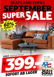 Seats and Sofas Prospekt SEPTEMBER SUPER SALE mit 1 Seite