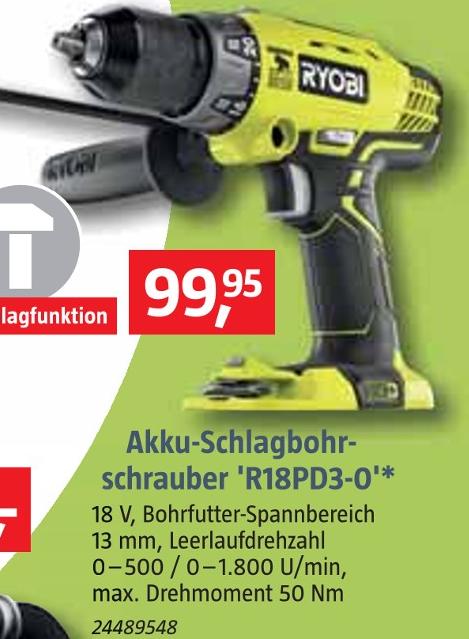 BAUHAUS Kirrweiler - Akku-Schlagbohrschrauber 'R18PD3-0'* Akku-Schlagbohrschrauber 'R18PD3-0'* Angebot bei BAUHAUS Kirrweiler im Prospekt Handzettel KW 48