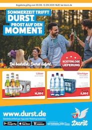 Durst.de Prospekt für Broderstorf mit 2 Seiten Durst.de Prospekt für Broderstorf: "Du bestellst. Durst liefert.", 2 Seiten, 30.08.2025 - 12.09.2025
