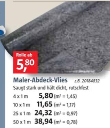 BAUHAUS Bexbach - Maler-Abdeck-Vlies Maler-Abdeck-Vlies Angebot bei BAUHAUS Bexbach im Prospekt "Handzettel KW 36"