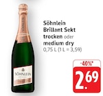 Brillant Sekt trocken Angebote von Söhnlein bei EDEKA Bietigheim-Bissingen für 2,69 €