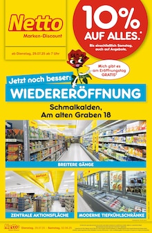 Netto Marken-Discount Schmalkalden Prospekt "Wiedereröffnung - 10% auf ALLES" mit 6 Seiten