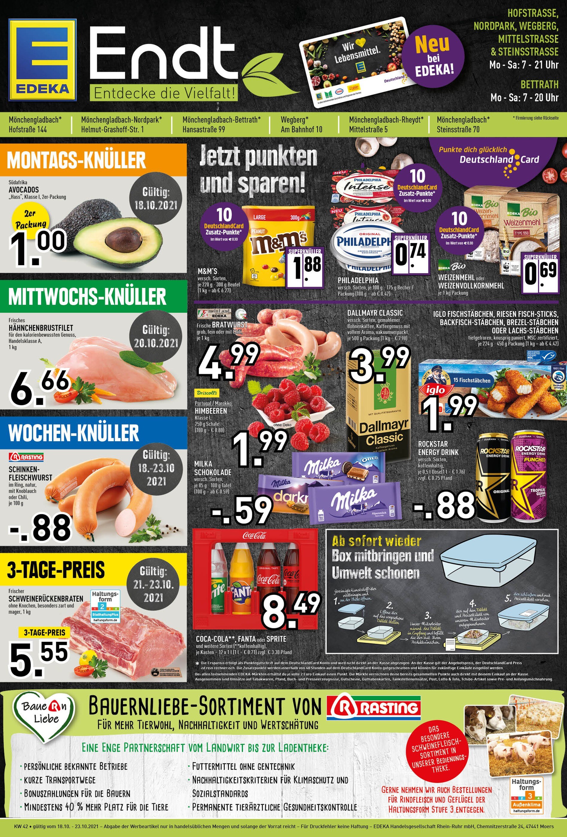 EDEKA Prospekt für Mönchengladbach mit 8 Seiten EDEKA Prospekt für Mönchengladbach: "Aktuelle Angebote", 8 Seiten, 18.10.2021 - 23.10.2021