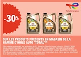 -30% SUR LES PRODUITS PRESENTS EN MAGASIN DE LA GAMME D'HUILE AUTO "TOTAL" - TotalEnergies dans le catalogue E.Leclerc