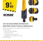 Set de raccords rapides bi-matière pour tuyau d'arrosage - IRONSIDE - Tout Faire à Besançon Set de raccords rapides bi-matière pour tuyau d'arrosage - IRONSIDE en promo chez Tout Faire Besançon à 9,90 €