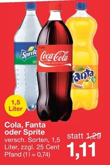 Cola, Fanta oder Sprite bei Jawoll in Hameln Cola, Fanta oder Sprite im Angebot bei Jawoll Hameln für 1,11 €