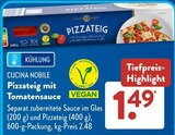 Pizzateig mit Tomatensauce bei ALDI SÜD im Birkenhof Prospekt für 1,49 €