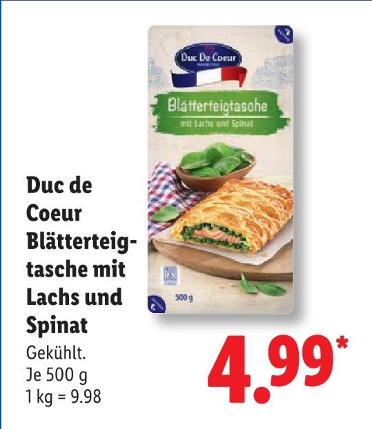 Blätterteigtasche mit Lachs und Spinat
