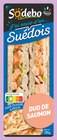 Sandwich suédois duo de saumon - SODEBO en promo chez Intermarché Sandwich suédois duo de saumon - SODEBO dans le catalogue Intermarché