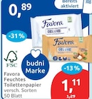 Feuchtes Toilettenpapier von Favora für 0,89 € bei budni im Angebot Feuchtes Toilettenpapier von Favora im aktuellen budni Prospekt