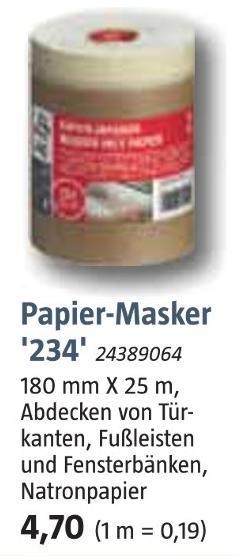 BAUHAUS Kummerow - Papier-Masker '234' Papier-Masker '234' Angebot bei BAUHAUS Kummerow im Prospekt Handzettel KW 40