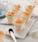 Verrines duo saumon aneth ou avocat cocktail crevettes ou tomates marinées st jacques en promo chez U Express Vienne à 6,99 €