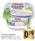 Allgäuer Quark Creme Angebote von Ehrmann bei E center Stuttgart für 0,79 €