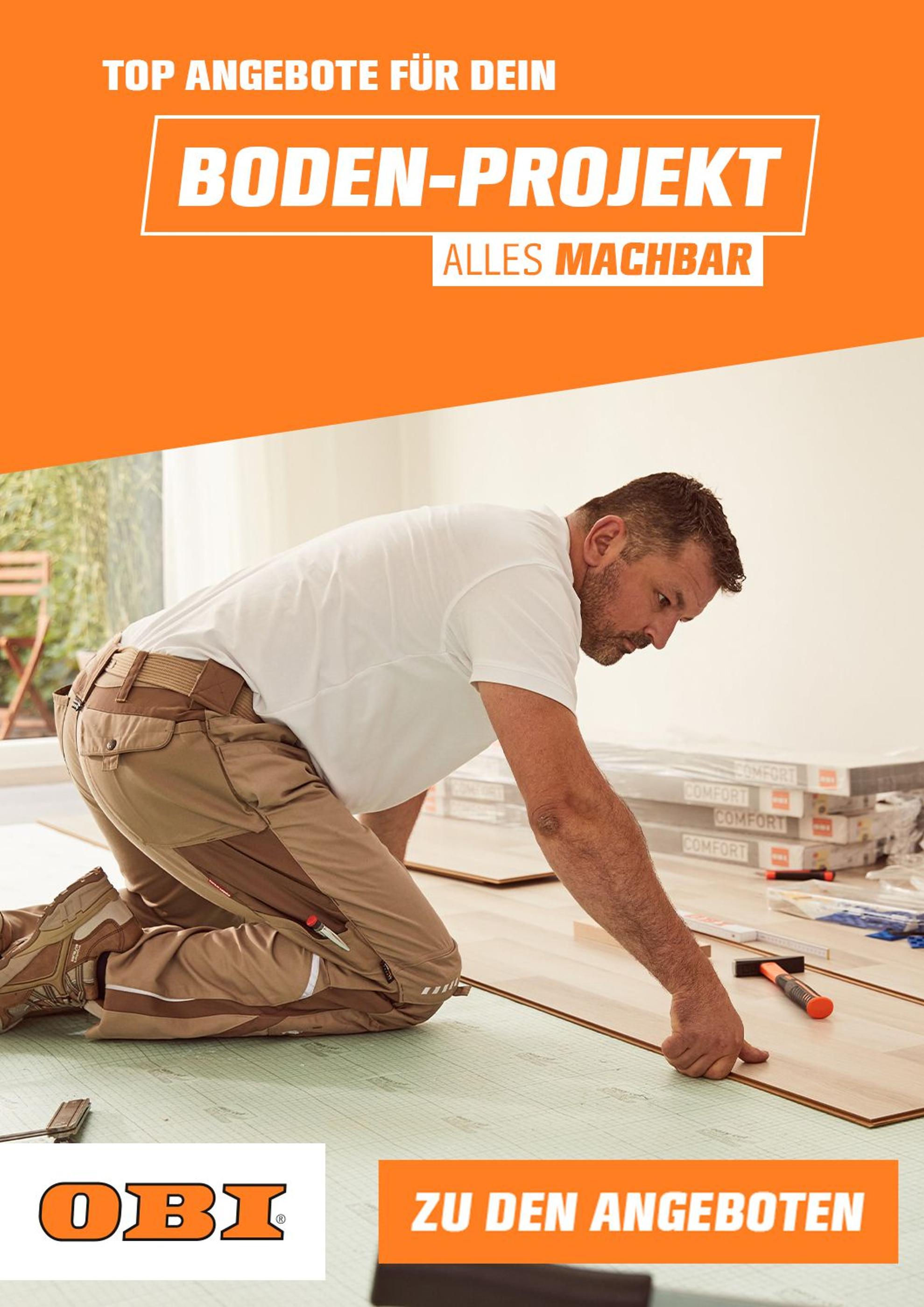 OBI Prospekt für Marktoberdorf mit 1 Seite OBI Prospekt für Marktoberdorf: "BODEN-PROJEKT", 1 Seite, 01.12.2021 - 31.12.2021