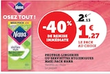 Protège-lingeries ou serviettes hygiéniques Maxi Pack - Nana en promo chez Super U Protège-lingeries ou serviettes hygiéniques Maxi Pack - Nana dans le catalogue Super U