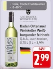 EDEKA Karlsruhe - Baden Ortenauer Weinkeller Weißburgunder feinherb Angebot im Prospekt Baden Ortenauer Weinkeller Weißburgunder feinherb bei EDEKA im Karlsruhe Prospekt für 2,99 €