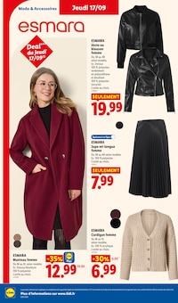 Promotion Jupe dans le prospectus Lidl, valable du 17/09/2026 au 23/09/2026 Promo Jupe dans le catalogue Lidl du moment à la page 34