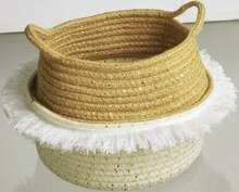 Panier de rangement en fibres naturelles avec franges - Géant Casino à Créteil Panier de rangement en fibres naturelles avec franges en promo chez Géant Casino Créteil à 6,50 €