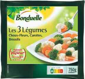 Les 3 Légumes Choux-Fleurs - Carottes - Brocolis précuits vapeur surgelés