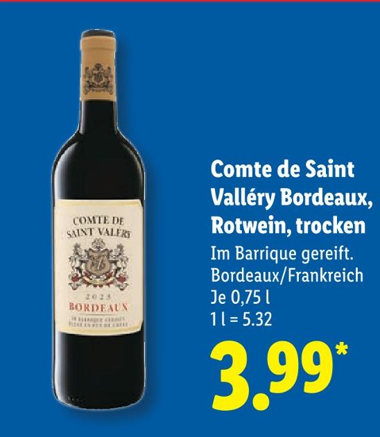 Comte de Saint Valléry Bordeaux, Rotwein, trocken