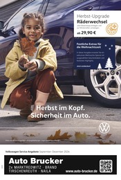 Volkswagen Werkstatt & Auto Prospekt der aktuellen Woche mit 1 Seite, gültig von 01.09.2026 bis 31.12.2026, in Tirschenreuth und Umgebung Aktueller Volkswagen Werkstatt & Auto Prospekt in Tirschenreuth und Umgebung, "Herbst im Kopf. Sicherheit im Auto." mit 1 Seite, 01.09.2026 - 31.12.2026