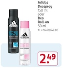 Deospray oder Deo Roll-on Angebote von Adidas bei Rossmann Jena für 2,49 €