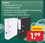 Ordner für 1,99 € bei Netto Marken-Discount im Angebot Ordner im aktuellen Netto Marken-Discount Prospekt