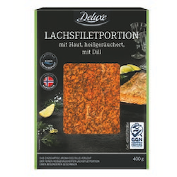 Lachsfiletportion mit Haut, heißgeräuchert