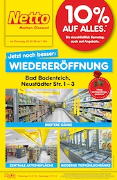 Netto Marken-Discount Prospekt für Bad Bodenteich mit 4 Seiten Netto Marken-Discount Prospekt für Bad Bodenteich: "Wiedereröffnung - 10% auf ALLES", 4 Seiten, 03.02.2026 - 07.02.2026