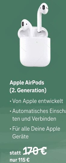 Telekom Shop Neumarkt - AirPods (2. Generation) AirPods (2. Generation) Angebot bei Telekom Shop Neumarkt im Prospekt ES GEHT WIEDER LOS